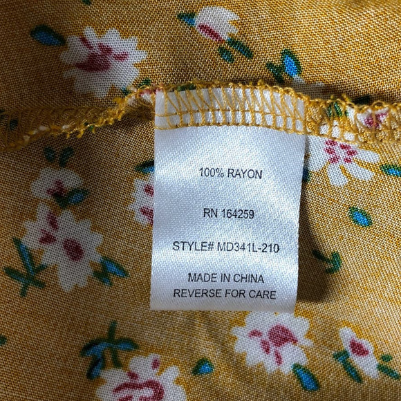 California Bay Co Floral Dress Hi Lo Hem Midi Yellow NWT Sz XL - Picture 7 of 9